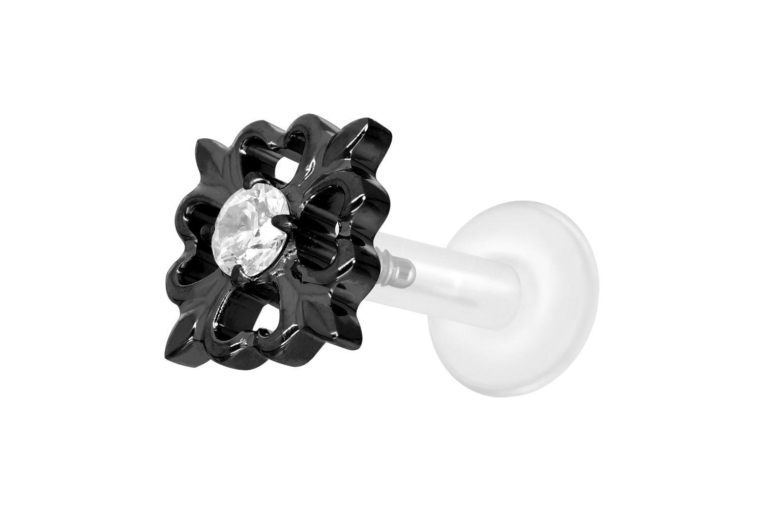 PTFE Labret Piercing mit Innengewinde + Titan-Aufsatz KLEEBLATT